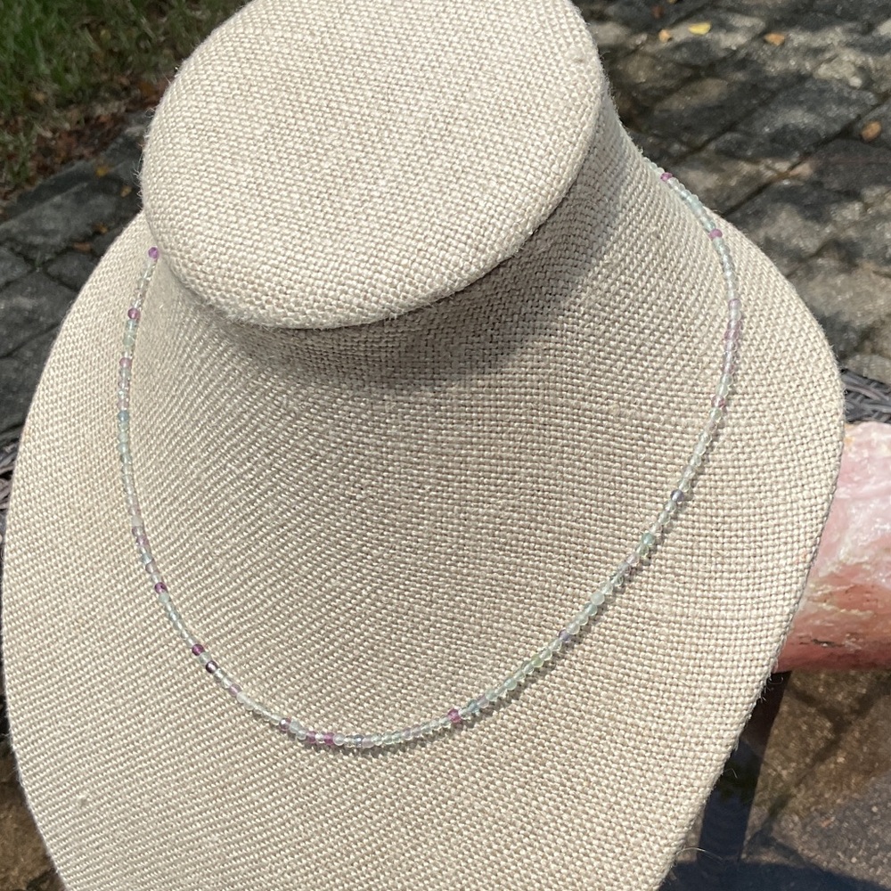 Natural Multicolor Fluorite Beaded Necklace, 20 inches